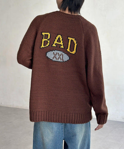 學院風標誌拼色針織衫