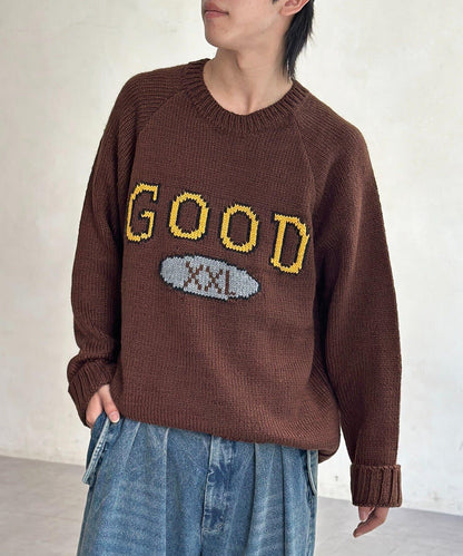 學院風標誌拼色針織衫