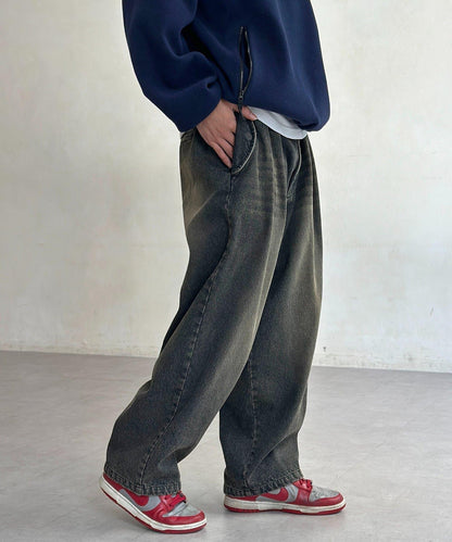 內加絨軍風牛仔褲