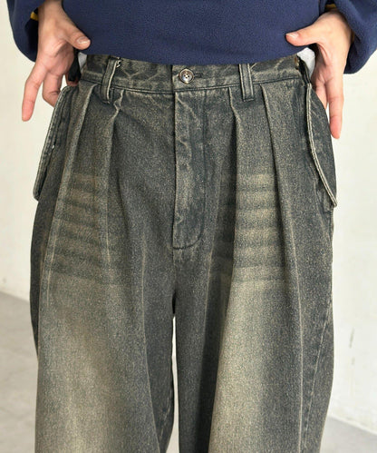 內加絨軍風牛仔褲