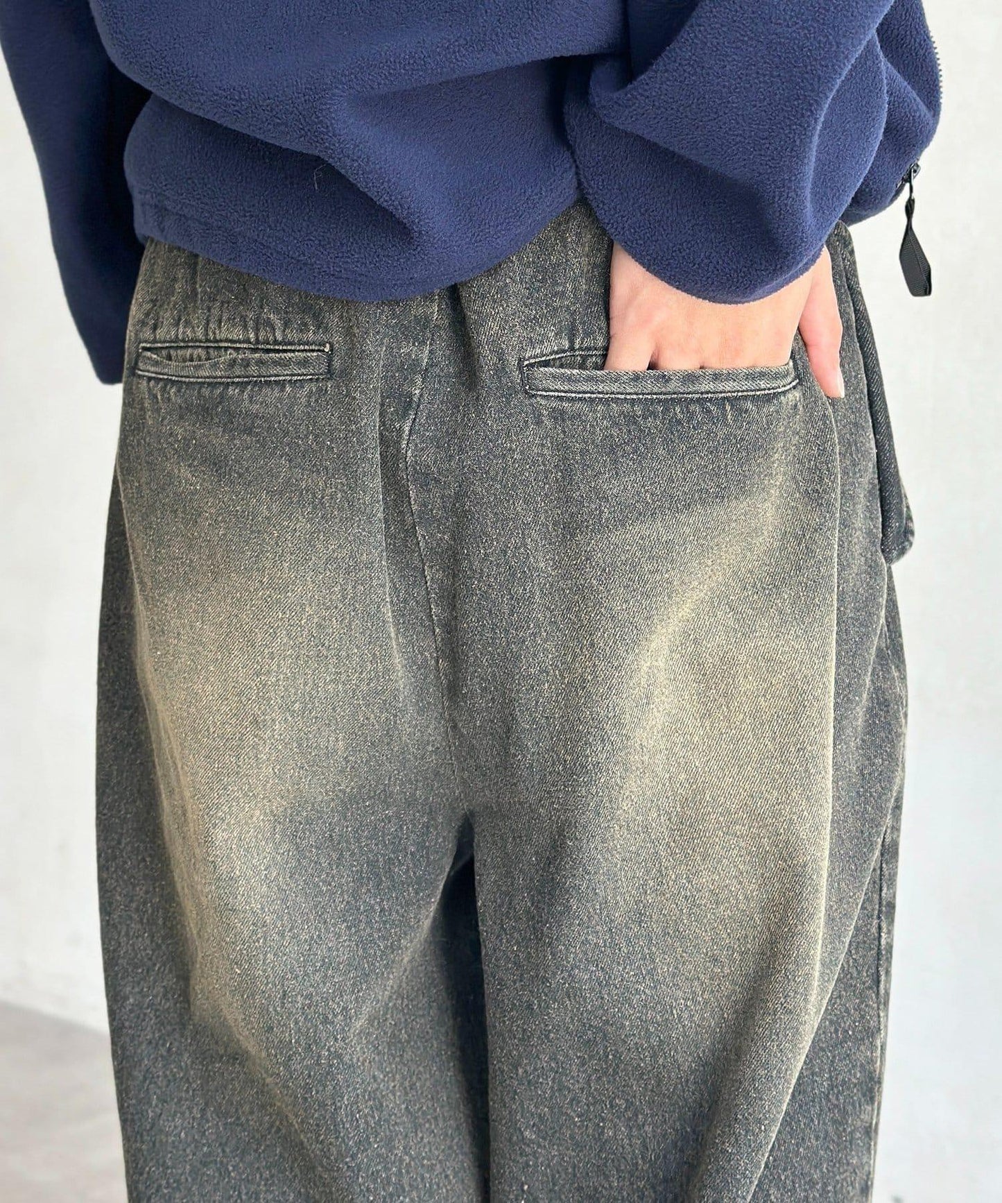 內加絨軍風牛仔褲