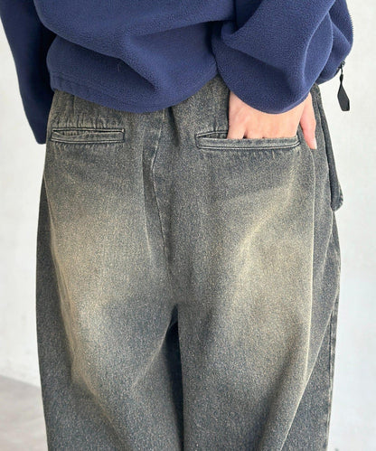 內加絨軍風牛仔褲