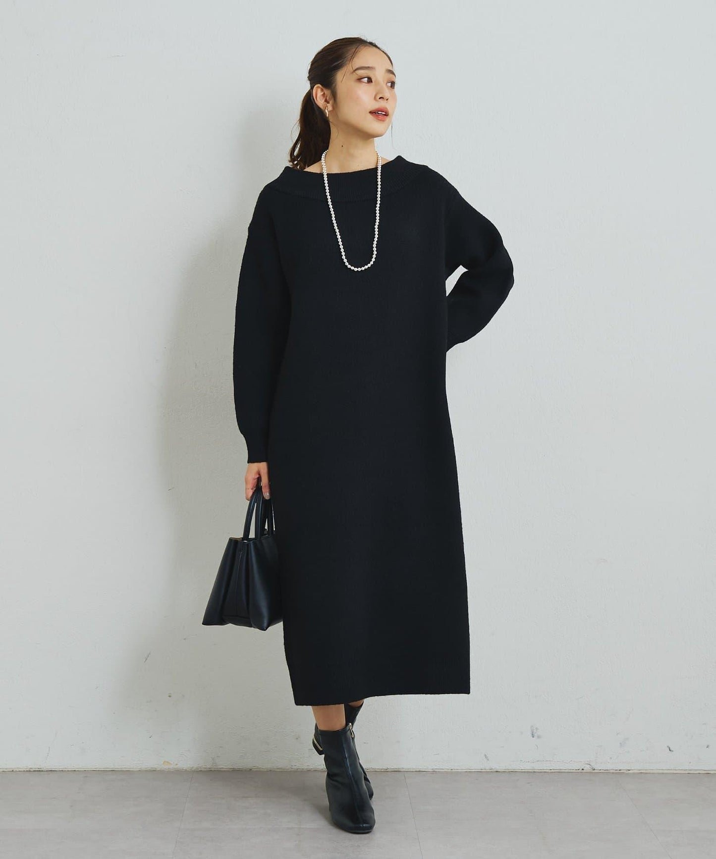 《大人可愛主角級單品◎》2WAY船領蝴蝶結針織連衣裙