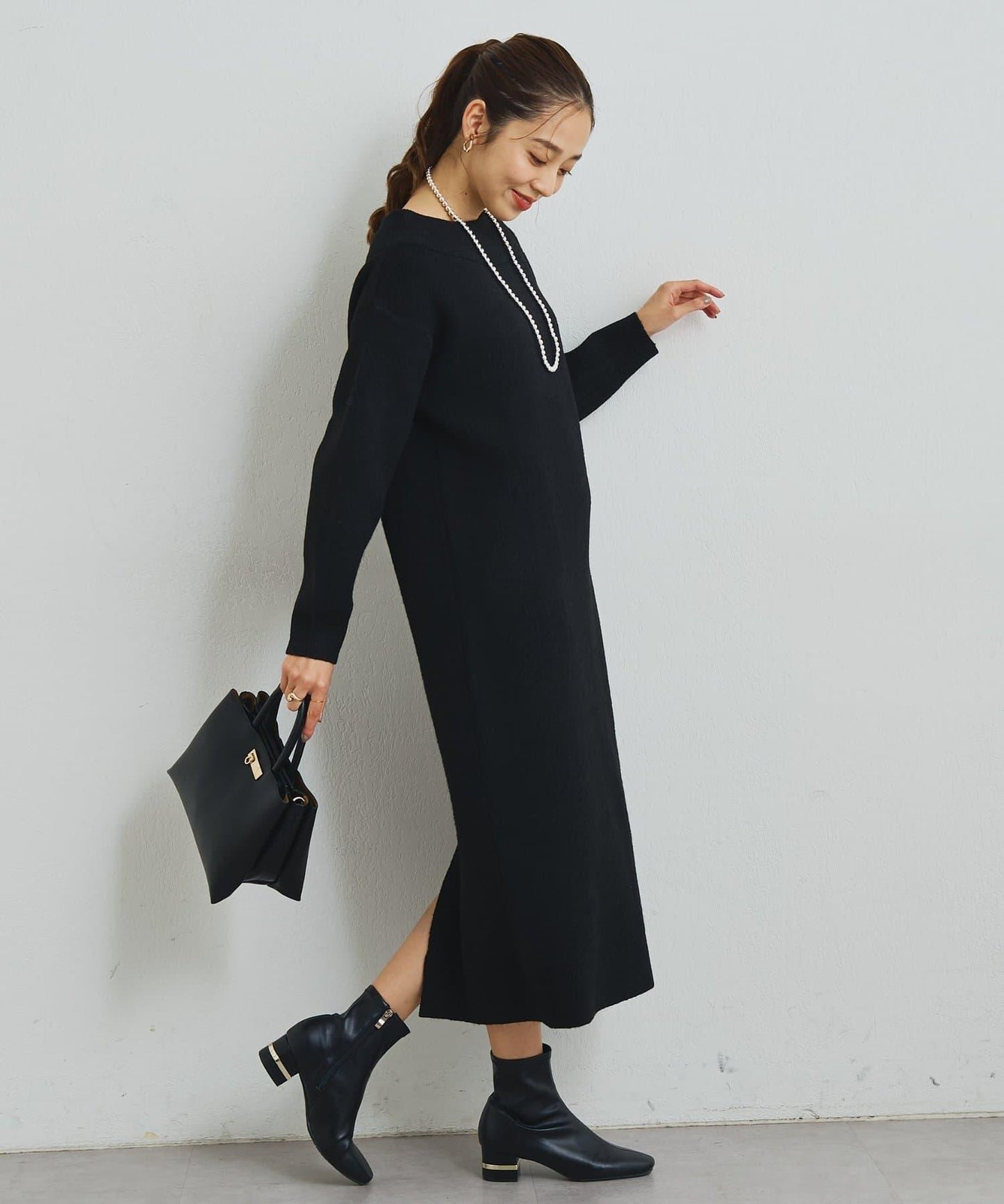 《大人可愛主角級單品◎》2WAY船領蝴蝶結針織連衣裙