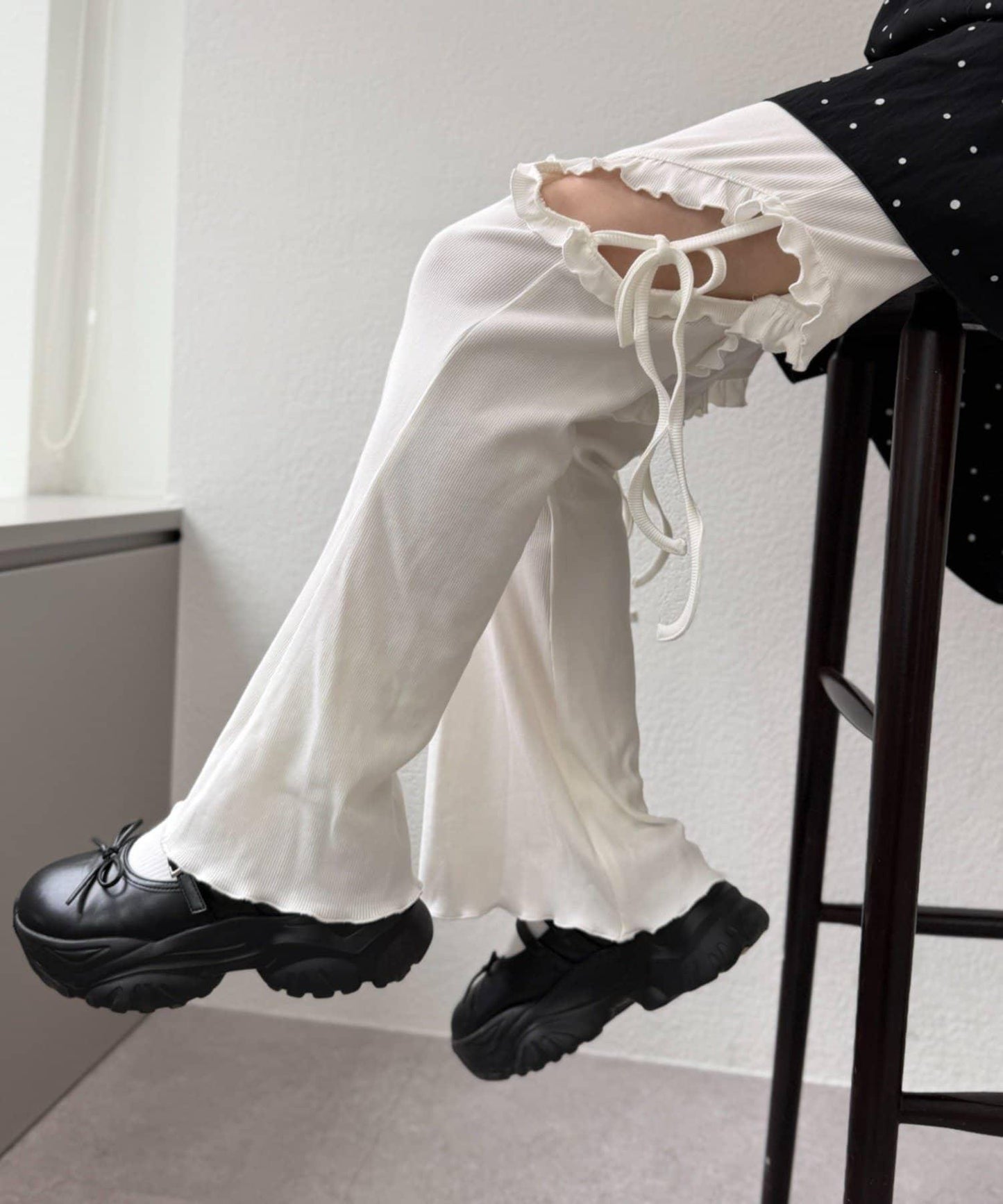 【w closet】蝴蝶結荷葉邊褲