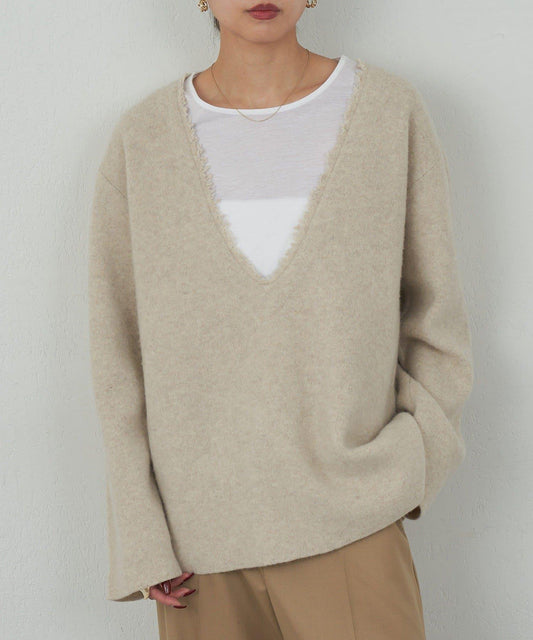 【HERITANOVUM】V領針織長款上衣