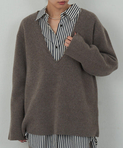 【HERITANOVUM】V領針織長款上衣