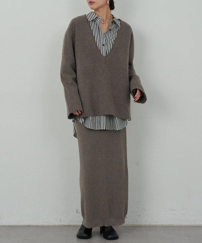 【HERITANOVUM】V領針織長款上衣
