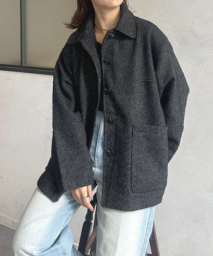 雜色人字紋滾邊連體衣