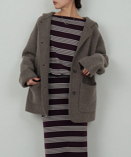 【可手洗】【HERITANOVUM】條紋針織連衣裙