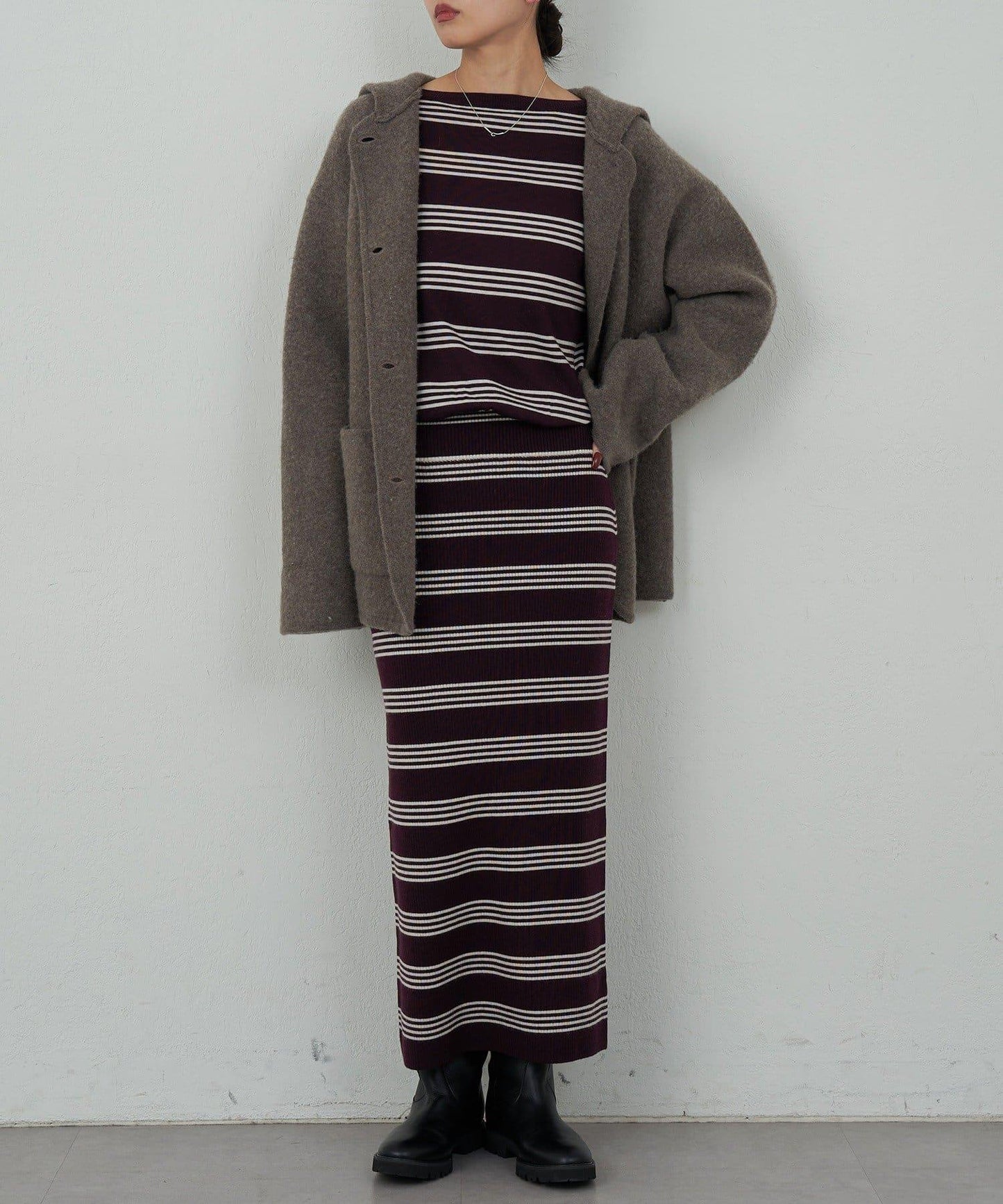 【可手洗】【HERITANOVUM】條紋針織連衣裙