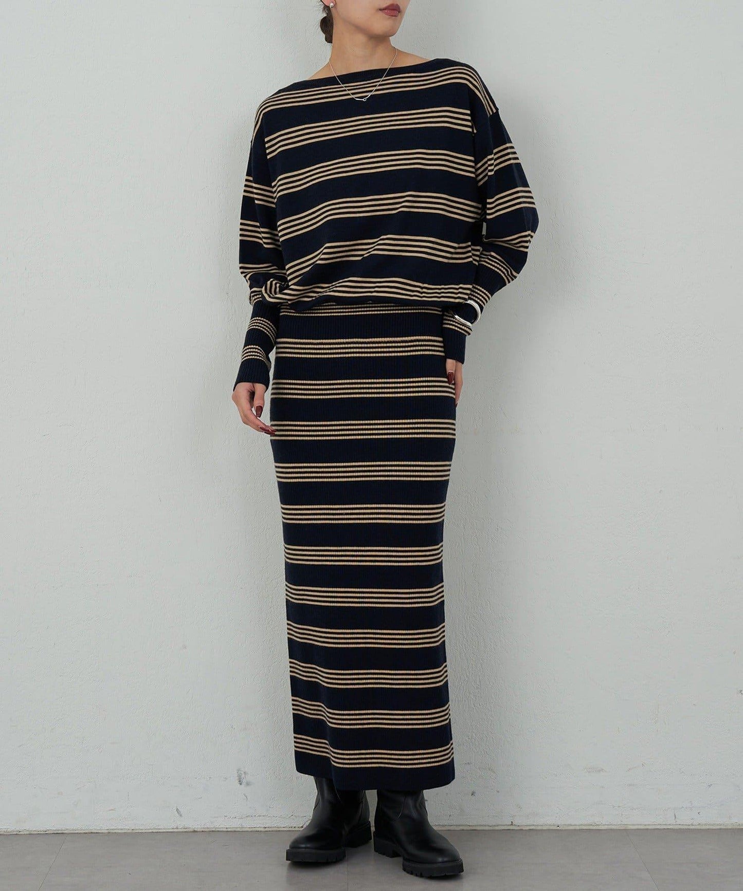 【可手洗】【HERITANOVUM】條紋針織連衣裙