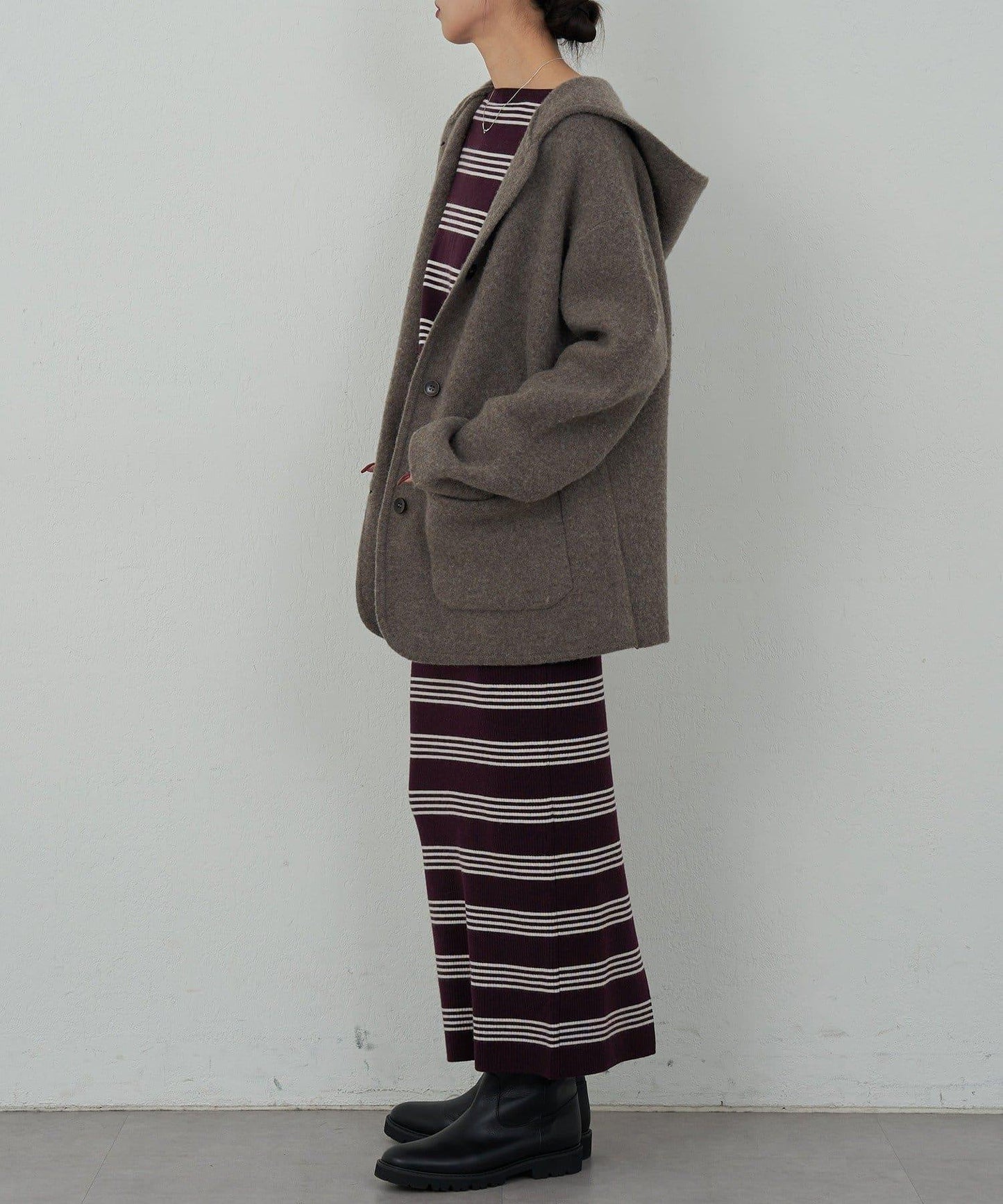 【可手洗】【HERITANOVUM】條紋針織連衣裙