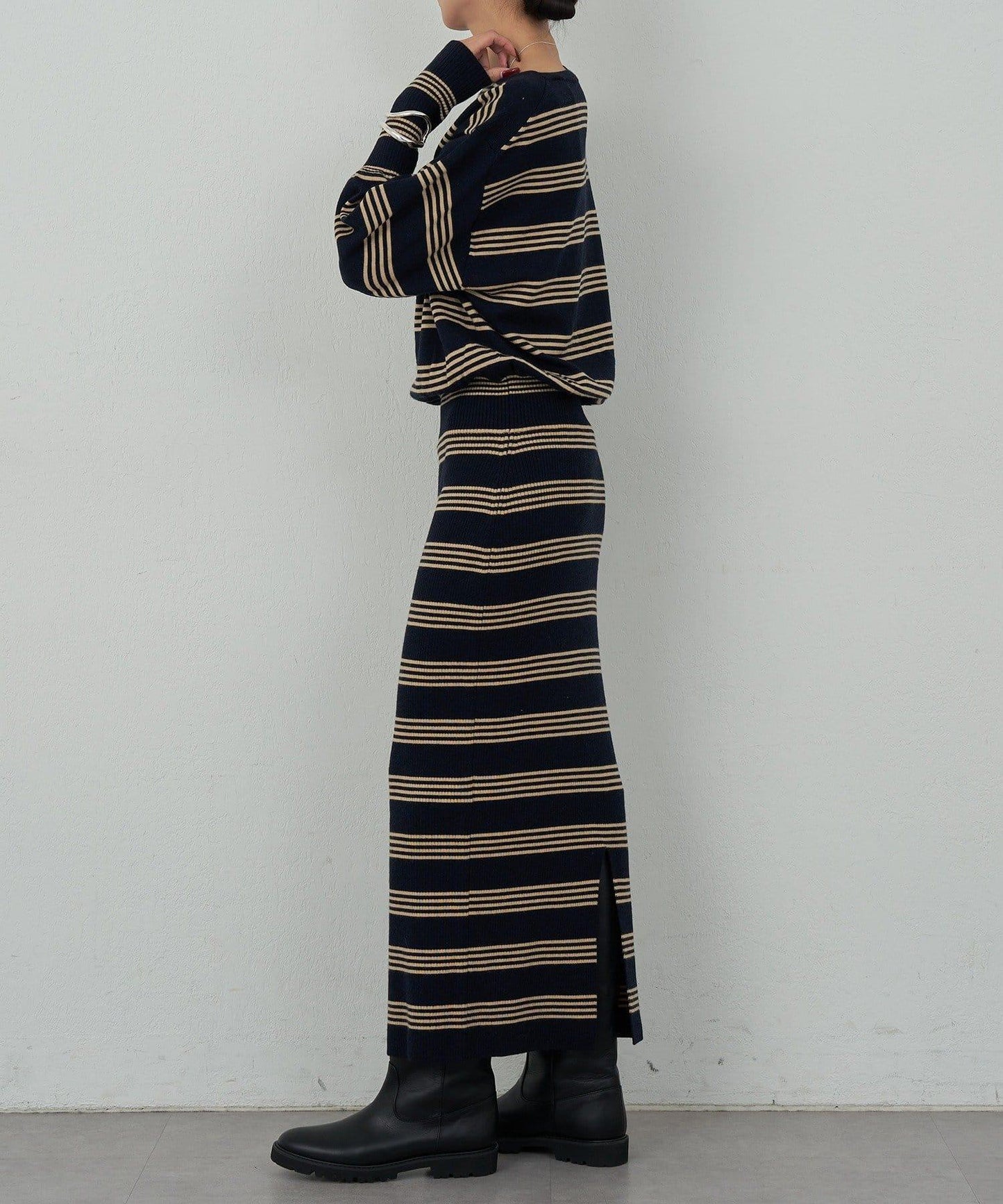【可手洗】【HERITANOVUM】條紋針織連衣裙