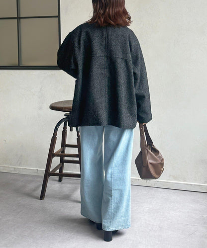 雜色人字紋滾邊連體衣