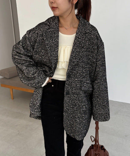 粗花呢裁縫風半身大衣