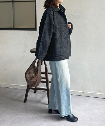 雜色人字紋滾邊連體衣