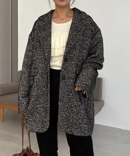 粗花呢裁縫風半身大衣