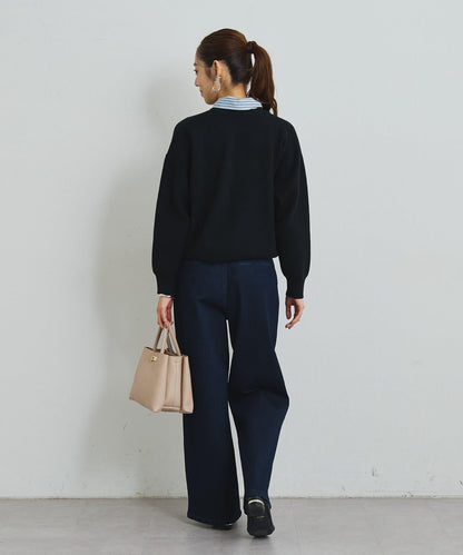 2WAY蕾絲領蝴蝶結針織開衫