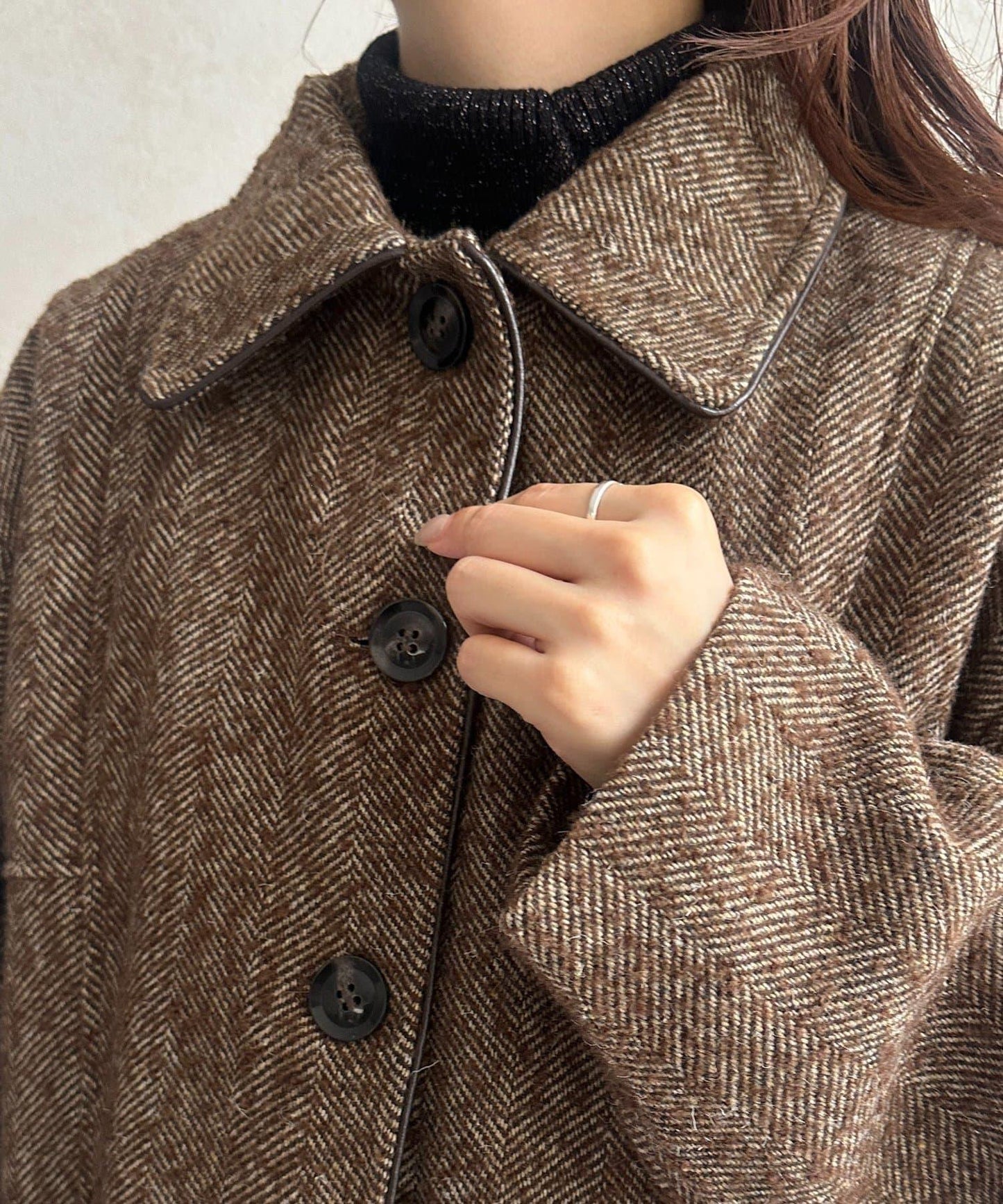 雜色人字紋滾邊連體衣