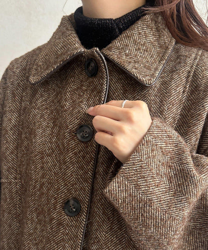 雜色人字紋滾邊連體衣