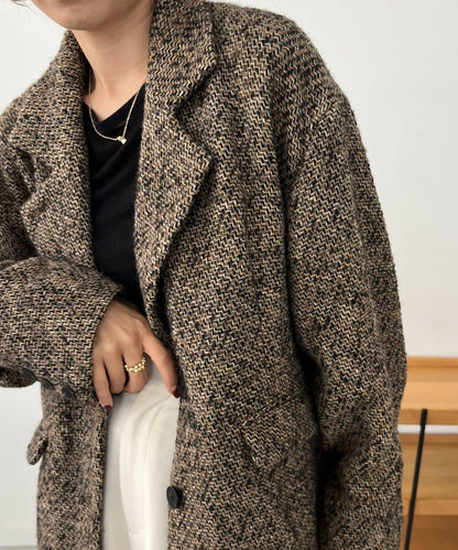 粗花呢裁縫風半身大衣