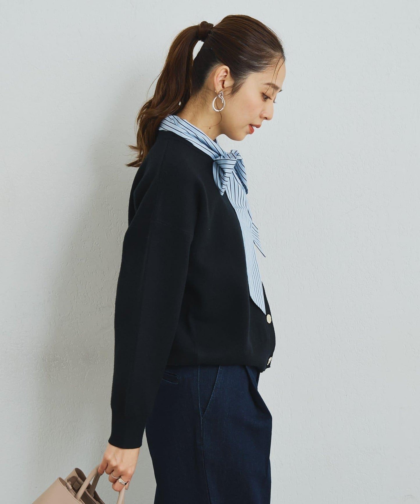 2WAY蕾絲領蝴蝶結針織開衫