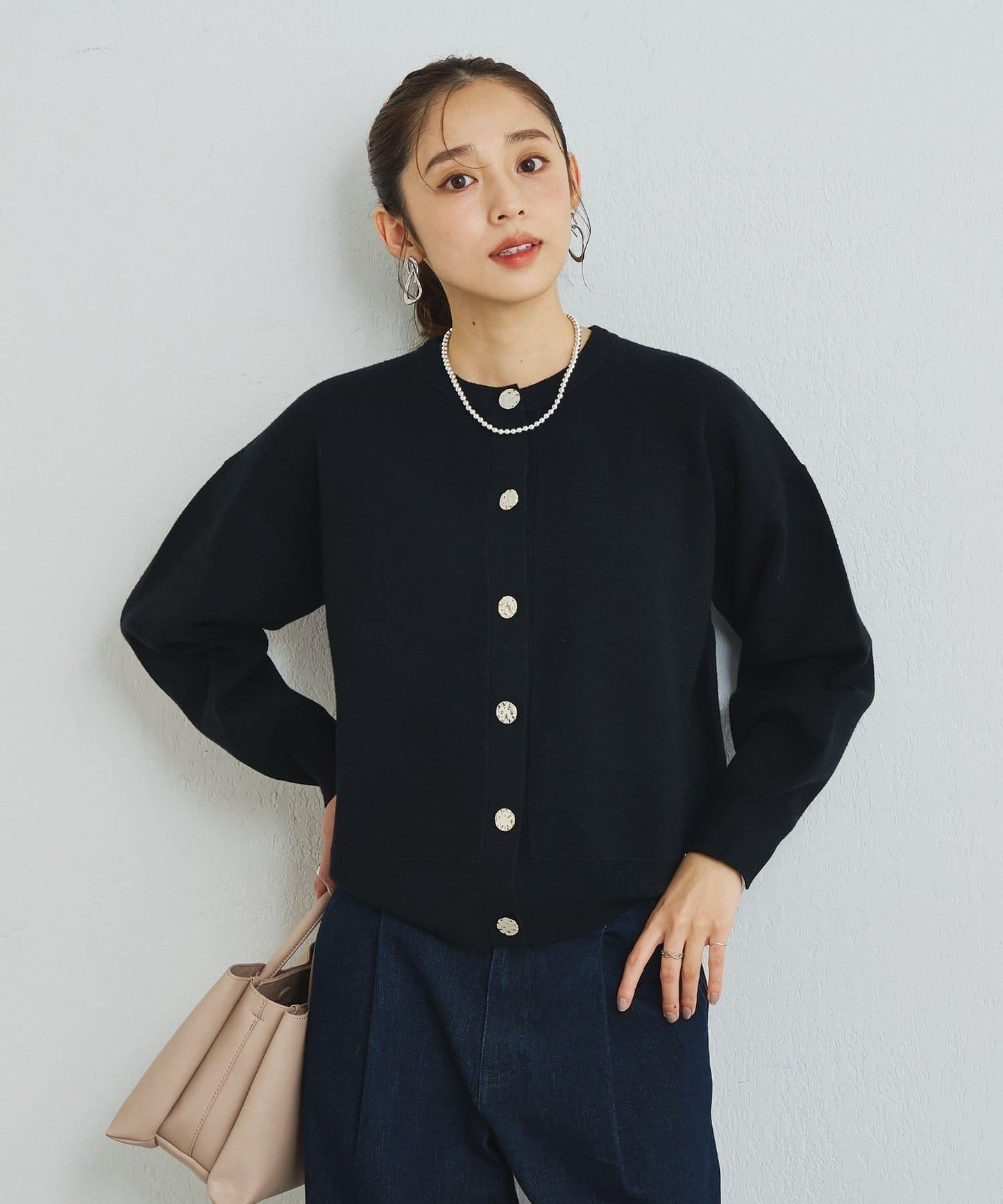 2WAY蕾絲領蝴蝶結針織開衫