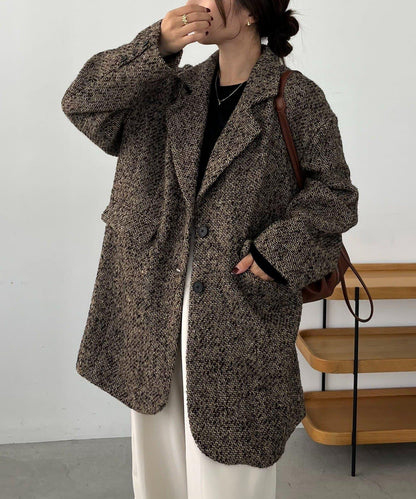 粗花呢裁縫風半身大衣