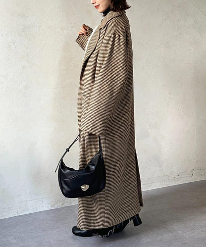 格紋長款大衣