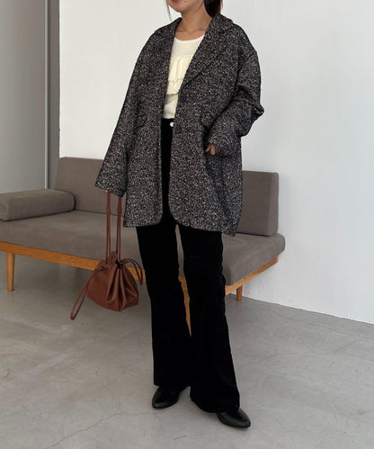 粗花呢裁縫風半身大衣