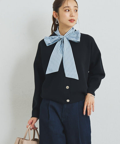 2WAY蕾絲領蝴蝶結針織開衫