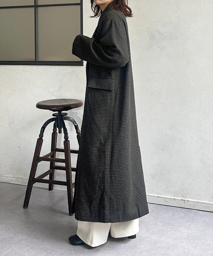 格紋長款大衣