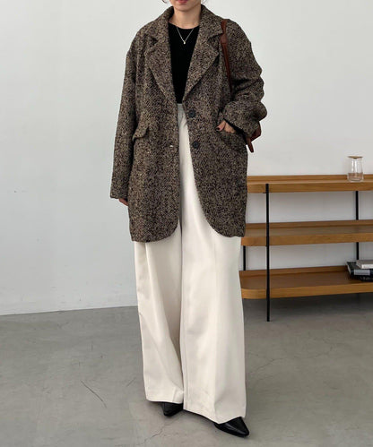 粗花呢裁縫風半身大衣