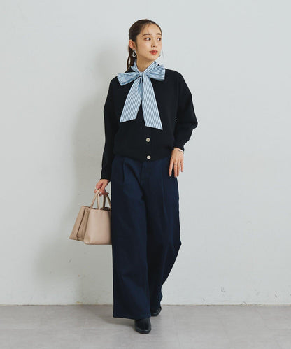 2WAY蕾絲領蝴蝶結針織開衫