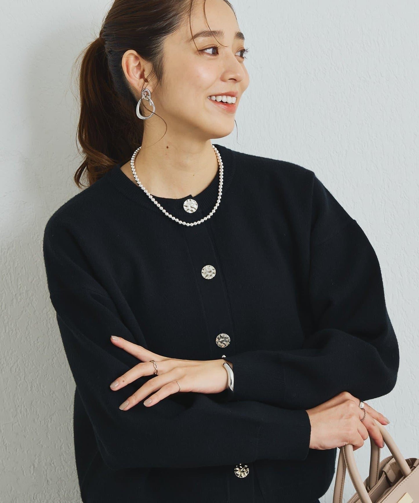 2WAY蕾絲領蝴蝶結針織開衫