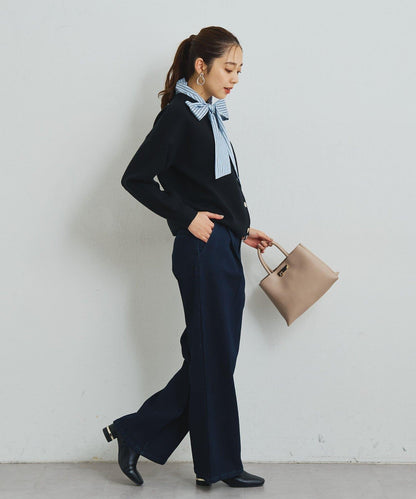 2WAY蕾絲領蝴蝶結針織開衫