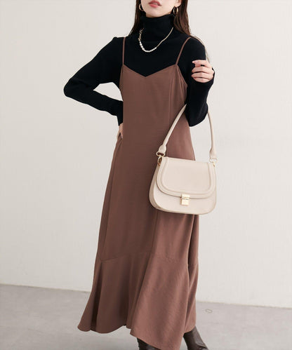 【natural couture】不對稱下襬吊帶連衣裙