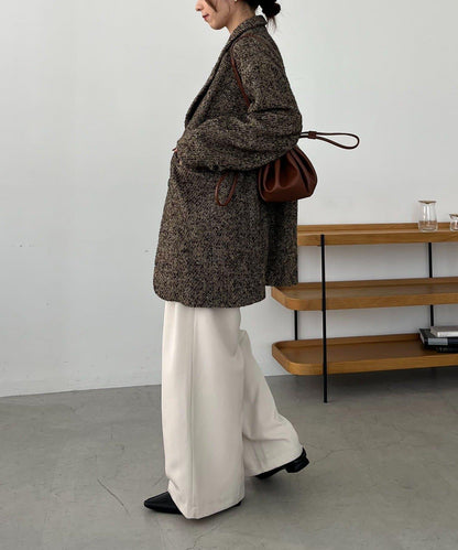 粗花呢裁縫風半身大衣