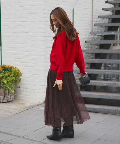 2WAY蕾絲領蝴蝶結針織開衫