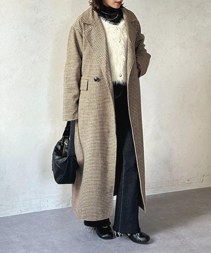 格紋長款大衣