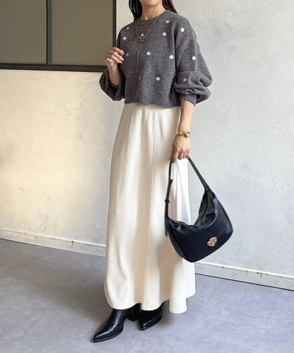 花卉刺繡短款針織衫