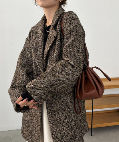 粗花呢裁縫風半身大衣