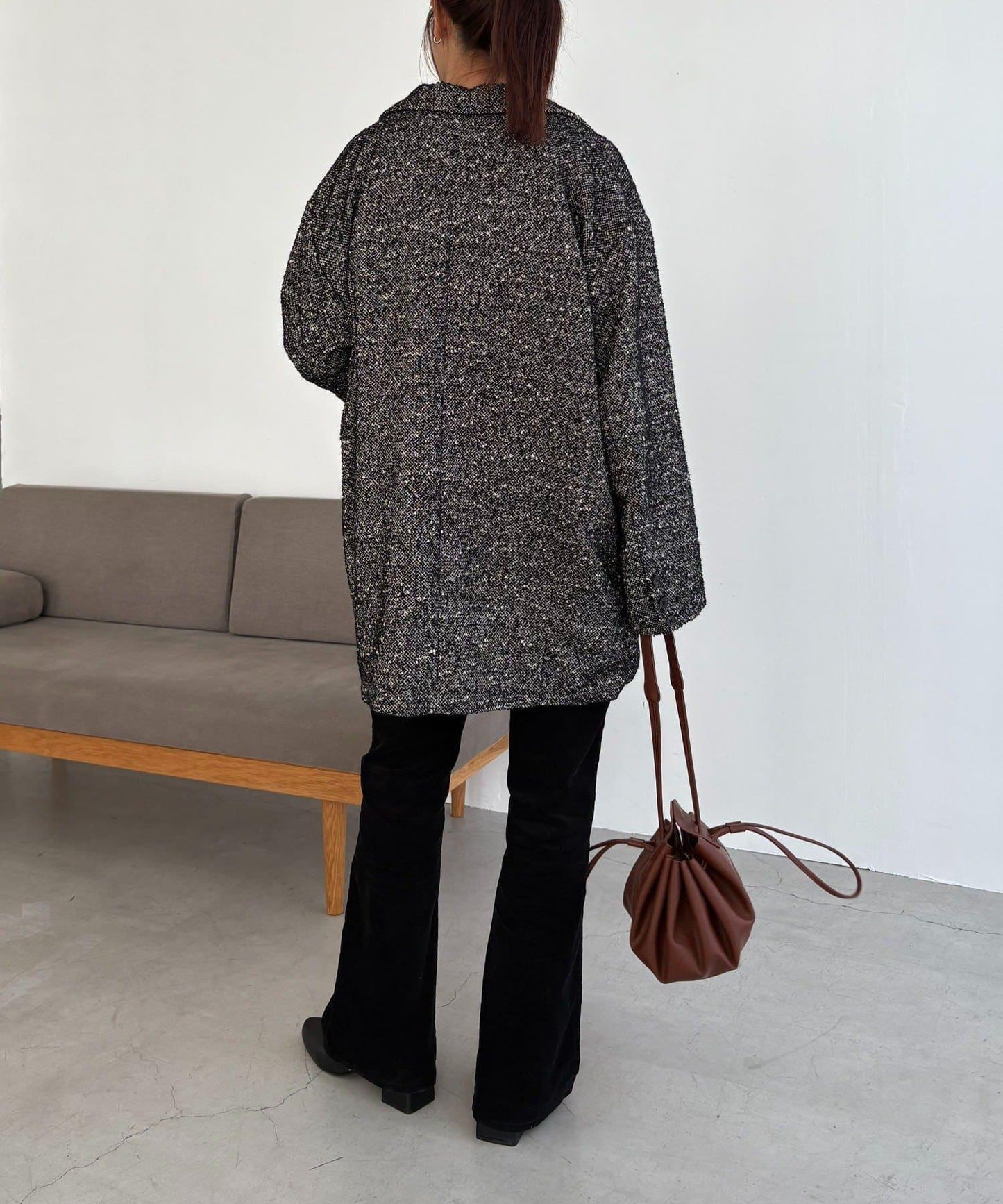 粗花呢裁縫風半身大衣