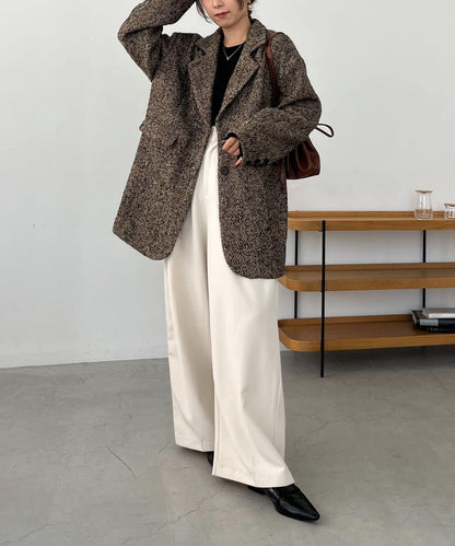 粗花呢裁縫風半身大衣