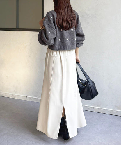 花卉刺繡短款針織衫