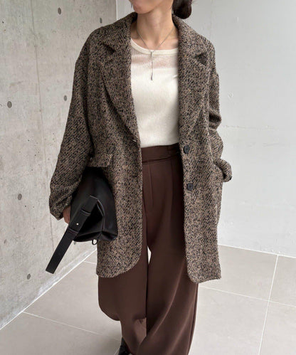 粗花呢裁縫風半身大衣