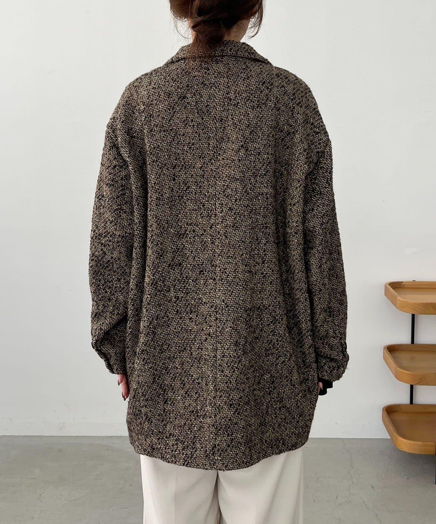 粗花呢裁縫風半身大衣