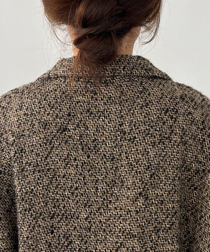 粗花呢裁縫風半身大衣