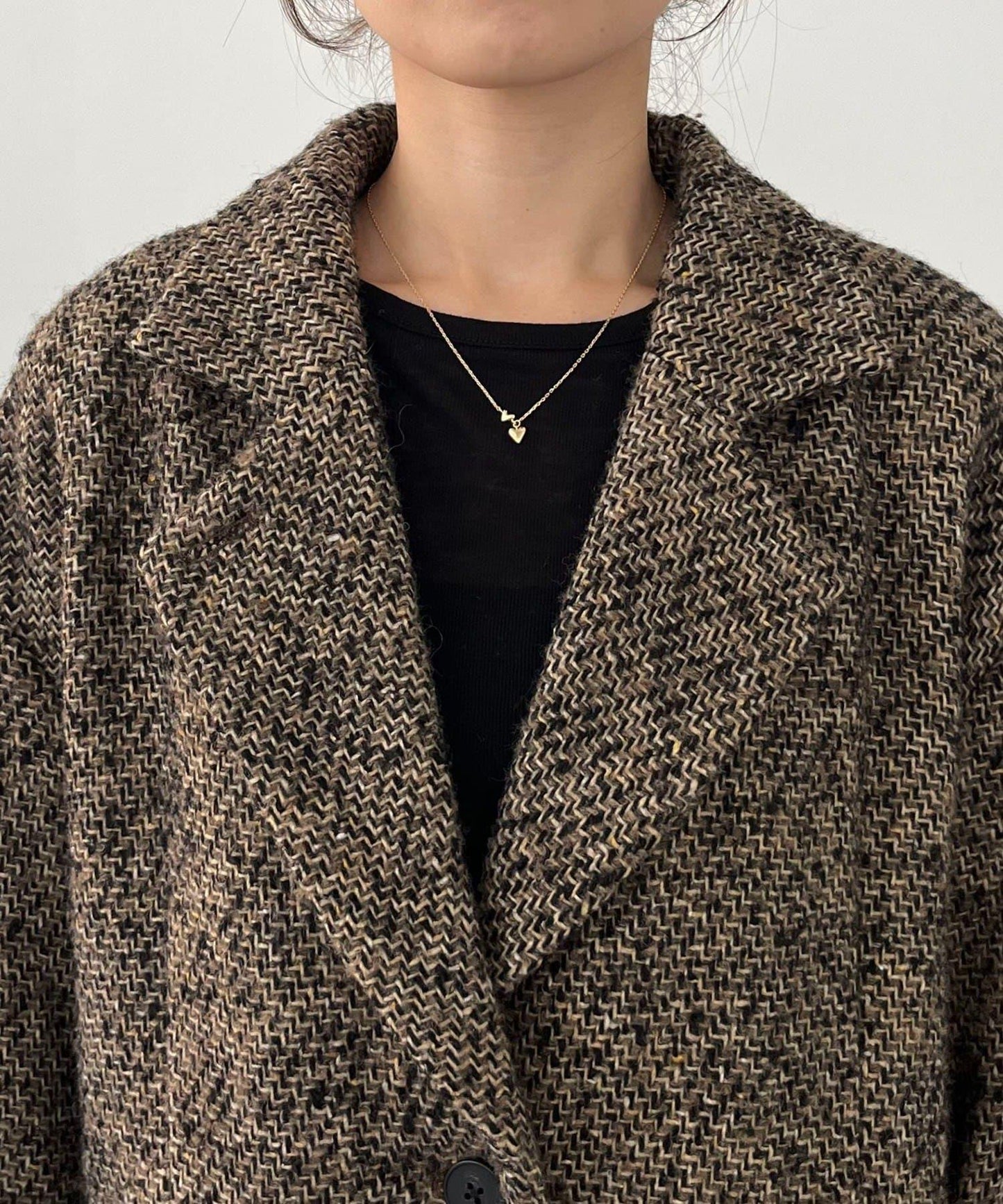 粗花呢裁縫風半身大衣